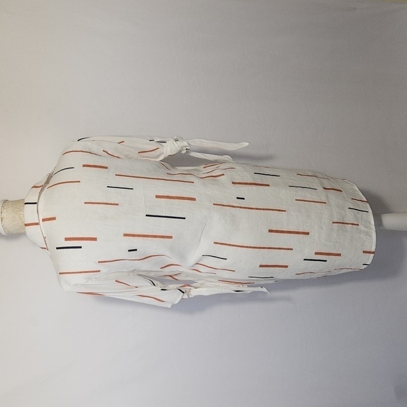 Lush Women's White Tie Short Sleeve Rayon Blend 3/4 Button Pull Over Shirt Dress - Picture 10 of 14